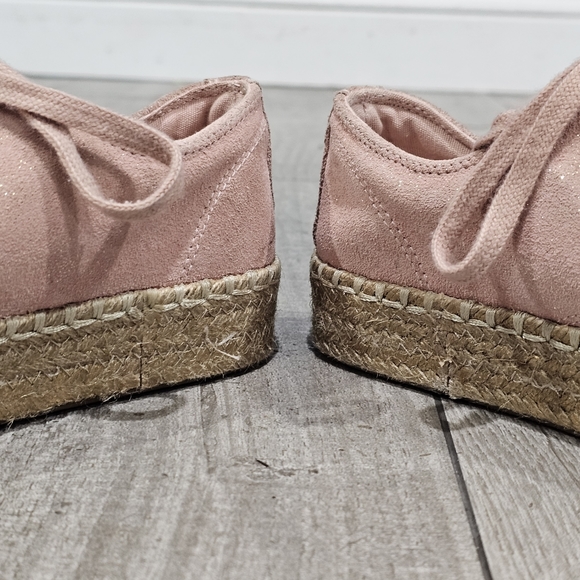 TRETORN Eve2 Pink Suede Glitter Platform Espadrille Lace Up Sneakers 8M - Picture 5 of 10